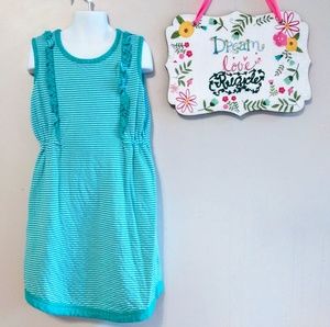 Hanna Andersson 130 Polka Dot & Stripe Aqua Dress